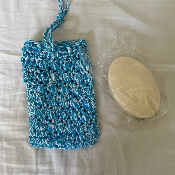 Hand Crafted Other - Handmade unisex blue and white textured soap bag/washcloth